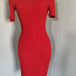 Donna Karan Black Label Silk Honeycomb Bodycon Dress Deep Red In Petite